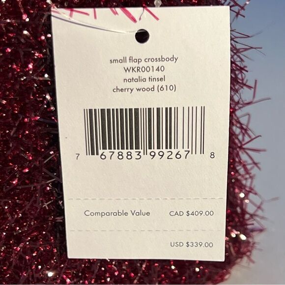 Kate Spade NWT small flap crossbody purse, cherry tinsel $339 - Picture 4 of 9